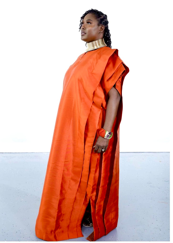 Omalicha Nwanyi Elegant Kaftan Burnt Orange