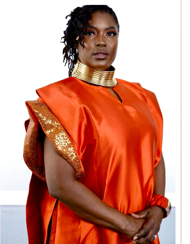 Omalicha Nwanyi Elegant Kaftan Burnt Orange