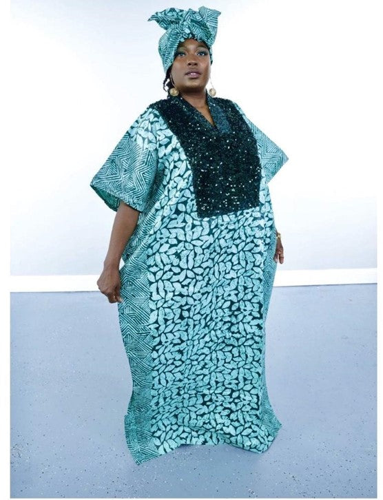 Oma Adire Kaftan Green